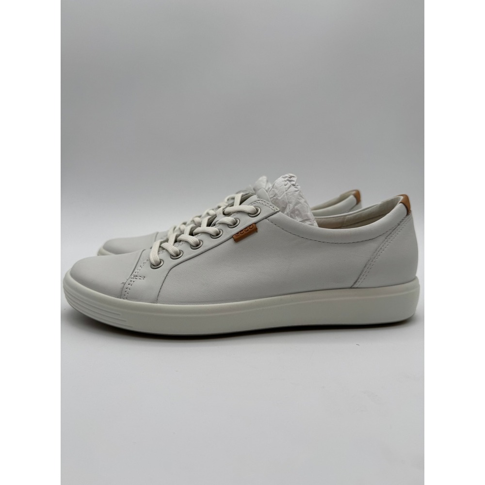 ECCO Soft 7 White Leather Sneakers Women's US 10–10.5 EU 41 Lace Up Shoes - Picture 3 of 8